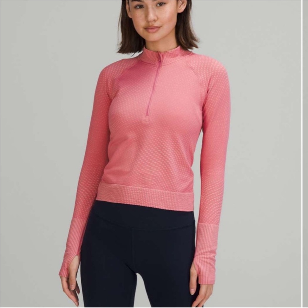 Lululemon Rest Less Pink Cropped Half Zip, EUC, Women’s size 4